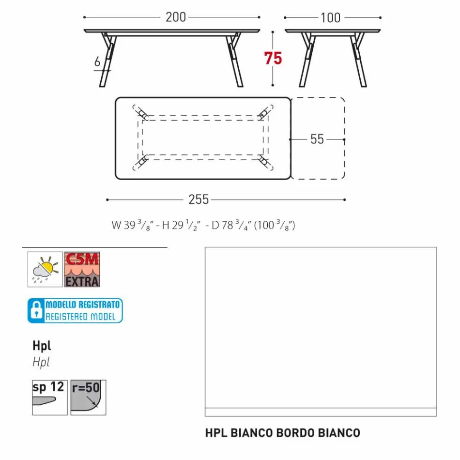 Varaschin Link tuin aanschuiftafel met teakhouten poten, H75 cm Viadurini