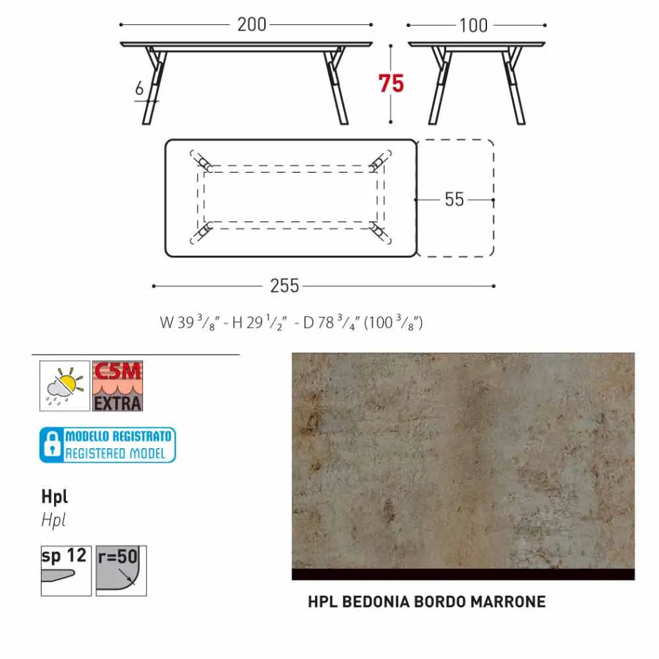 Varaschin Link tuin aanschuiftafel met teakhouten poten, H75 cm Viadurini