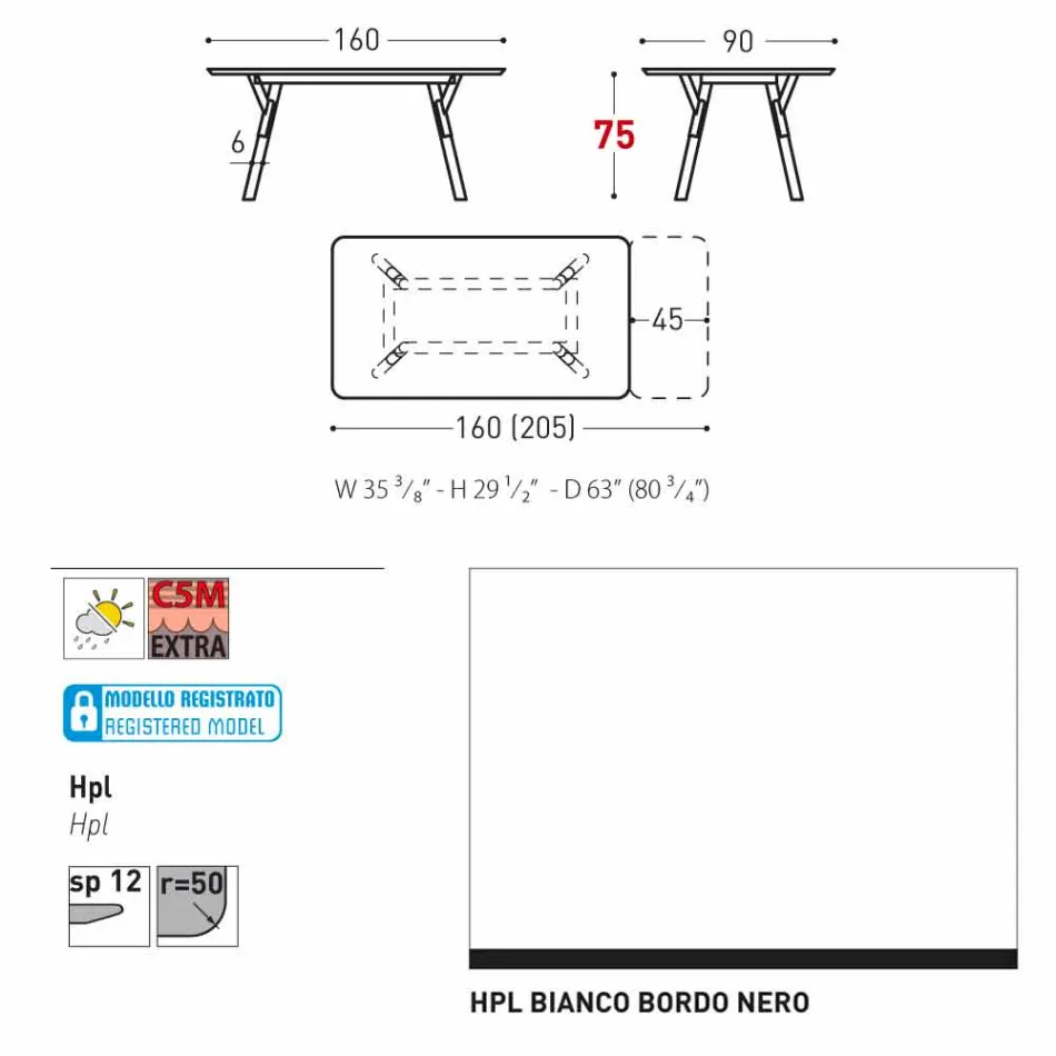Varaschin Link tuin aanschuiftafel met teakhouten poten, H75 cm Viadurini