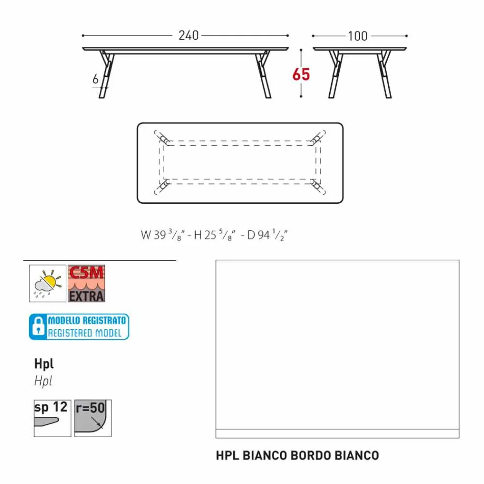 Varaschin Link tuintafel met teak houten poten, H 65 cm Viadurini