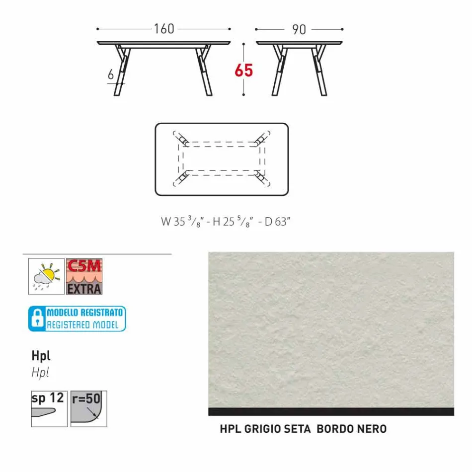Varaschin Link tuintafel met teak houten poten, H 65 cm Viadurini
