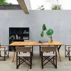 Varaschin Link tuintafel met teak houten poten, H 65 cm Viadurini