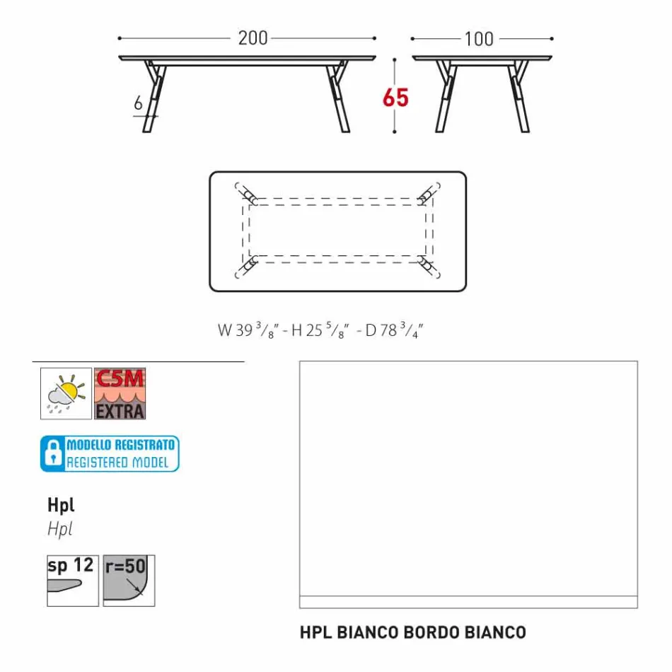 Varaschin Link tuintafel met teak houten poten, H 65 cm Viadurini