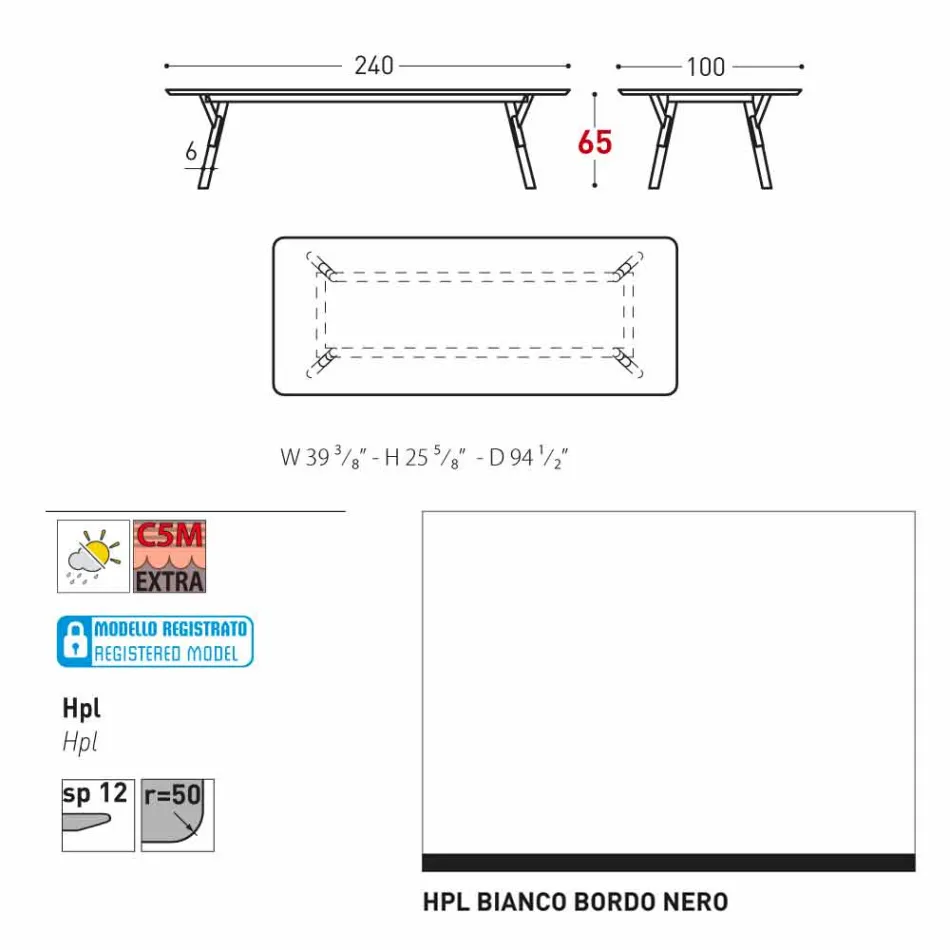Varaschin Link tuintafel met teak houten poten, H 65 cm Viadurini
