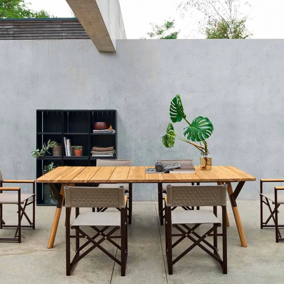 Varaschin Link teakhouten tuin eettafel H 75 cm Viadurini