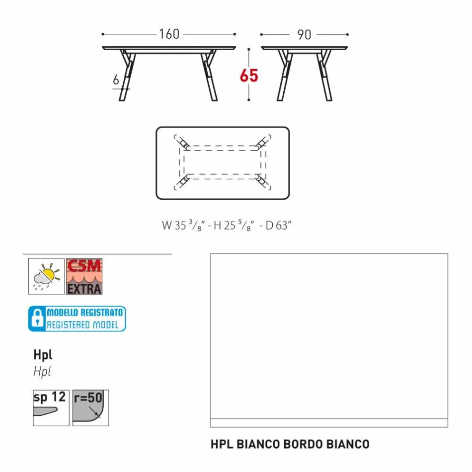 Varaschin Link Vaste eettafel externe of interne H 65 cm Viadurini