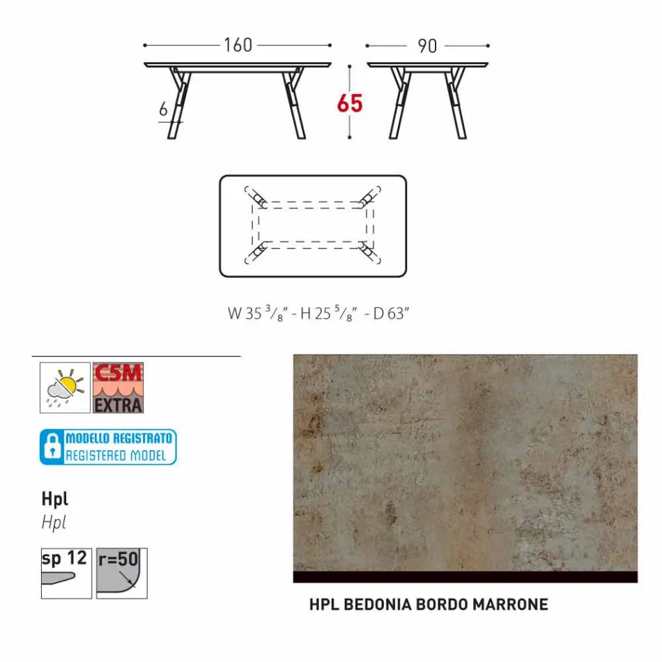 Varaschin Link Vaste eettafel externe of interne H 65 cm Viadurini
