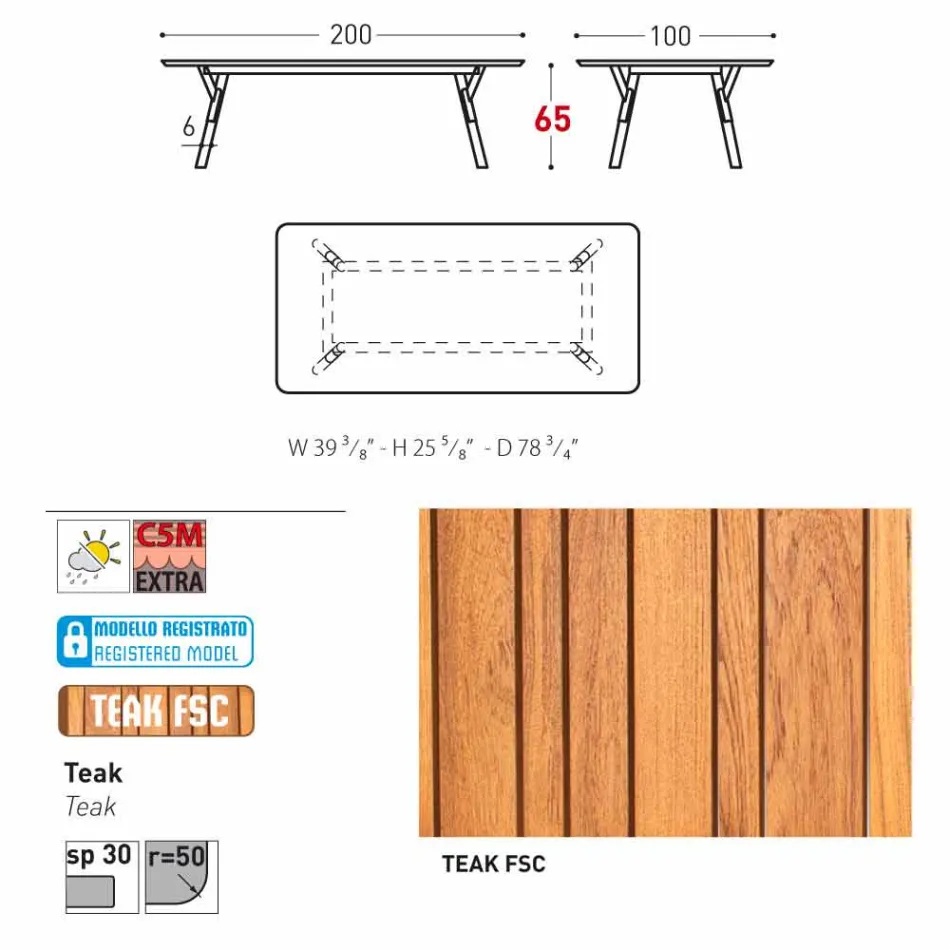 Varaschin Link Vaste eettafel externe of interne H 65 cm Viadurini