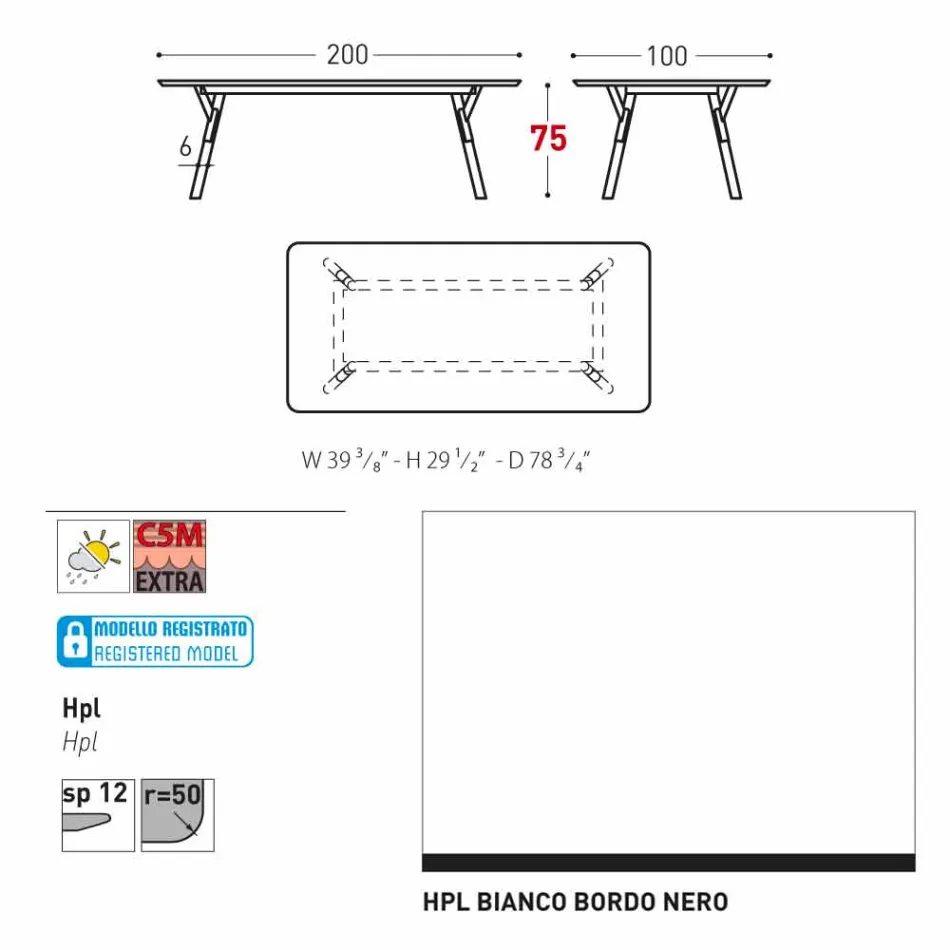 Varaschin Link Vaste eettafel tuin of binnenshuis H 75 cm Viadurini
