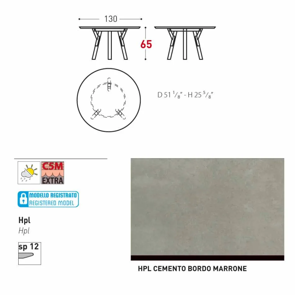 Varaschin koppeling Ronde buiten tafel met teak poten, H 65cm Viadurini