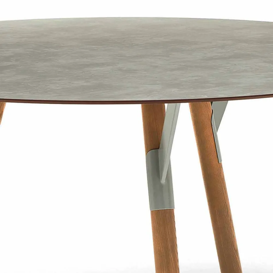 Varaschin koppeling Ronde buiten tafel met teak poten, H 65cm Viadurini