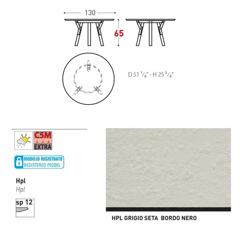 Varaschin Links Ronde tafel voor indoor / outdoor modern design, H 65 cm Viadurini