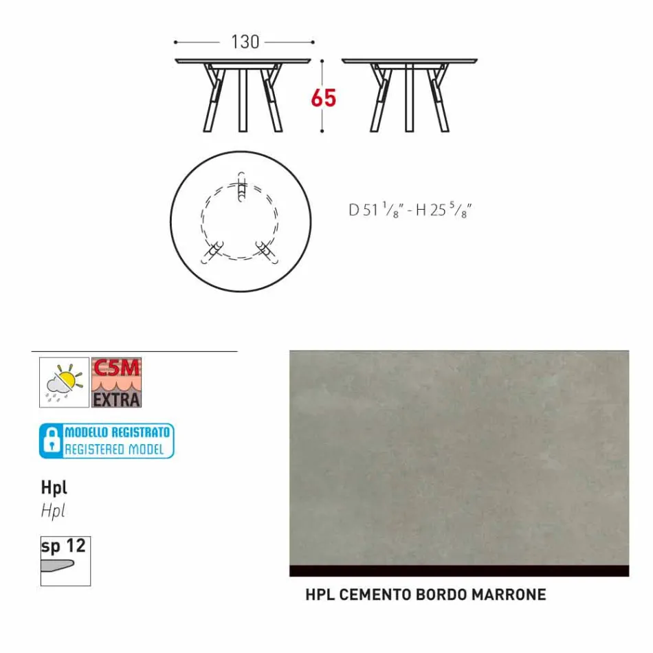 Varaschin Links Ronde tafel voor indoor / outdoor modern design, H 65 cm Viadurini