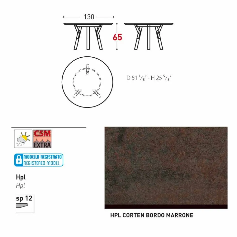 Varaschin Links Ronde tafel voor indoor / outdoor modern design, H 65 cm Viadurini