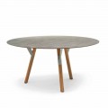 Varaschin verbindt round tuintafel met teakhouten poten, H 75cm