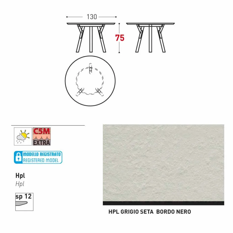 Varaschin Links Ronde tafel modern design tuin, H 75 cm Viadurini