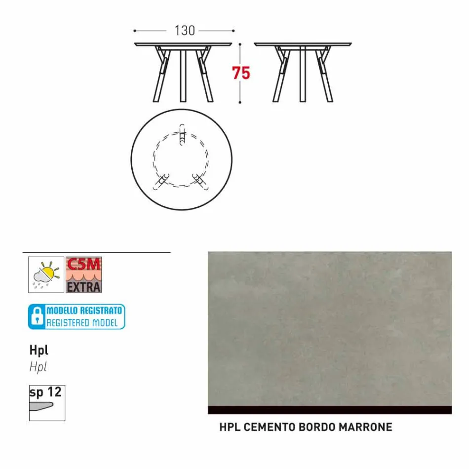 Varaschin Links Ronde tafel modern design tuin, H 75 cm Viadurini