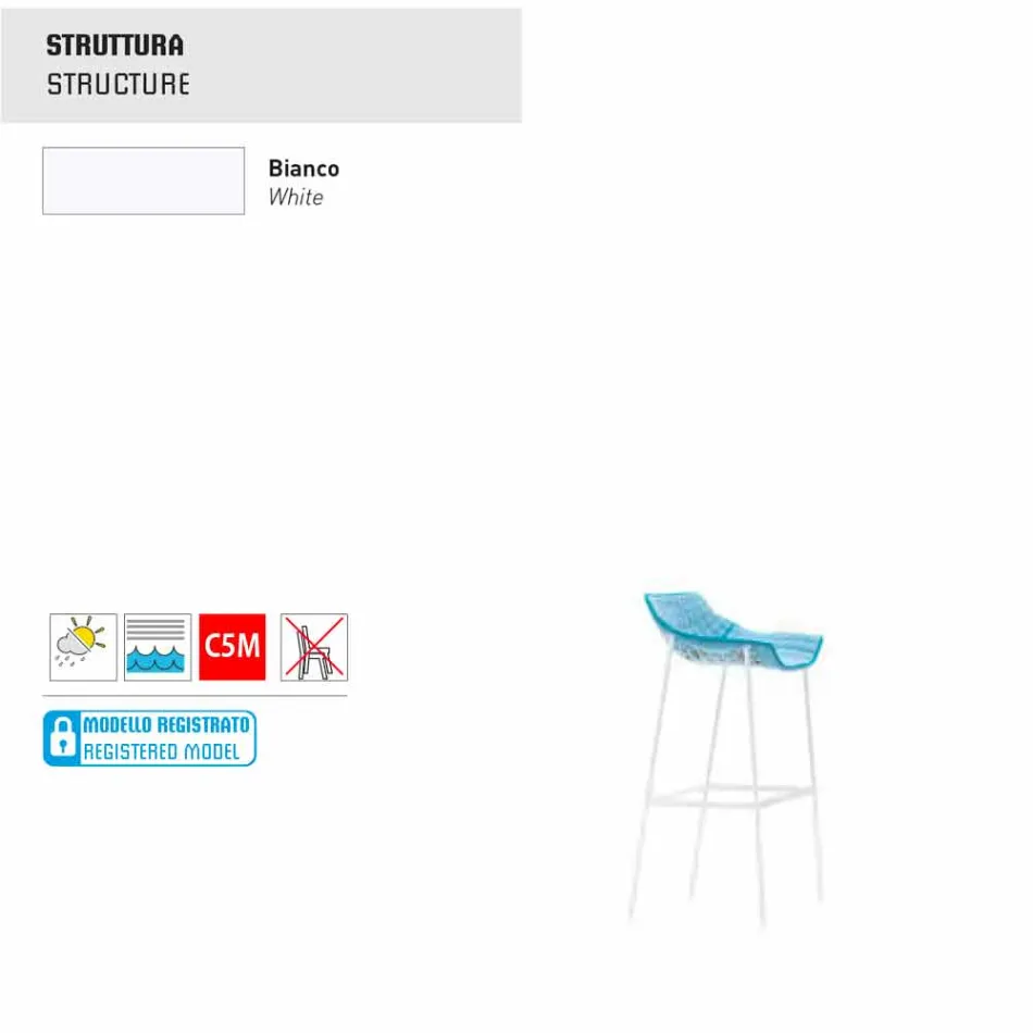 Varaschin Summer Outdoor krukje in staal en stof Viadurini