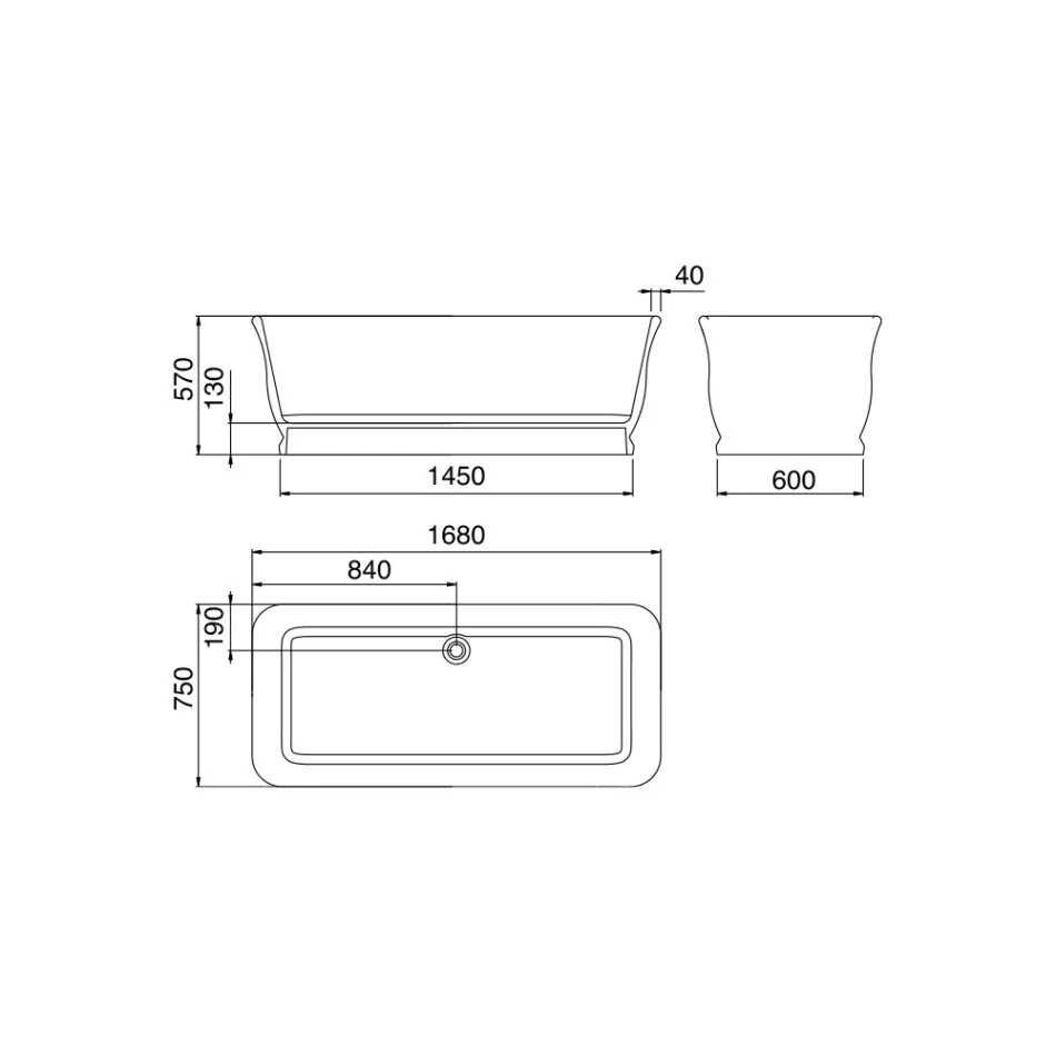 Witte vrijstaande badkuip in massief oppervlak Made in Italy - Cleopatra Viadurini