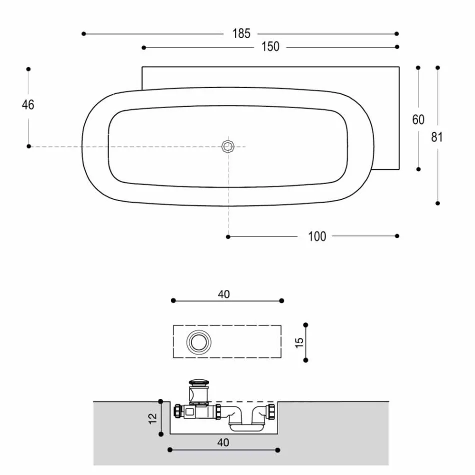 Wit design vrijstaande badkuip in moderne stijl - Lipperiavas1 Viadurini