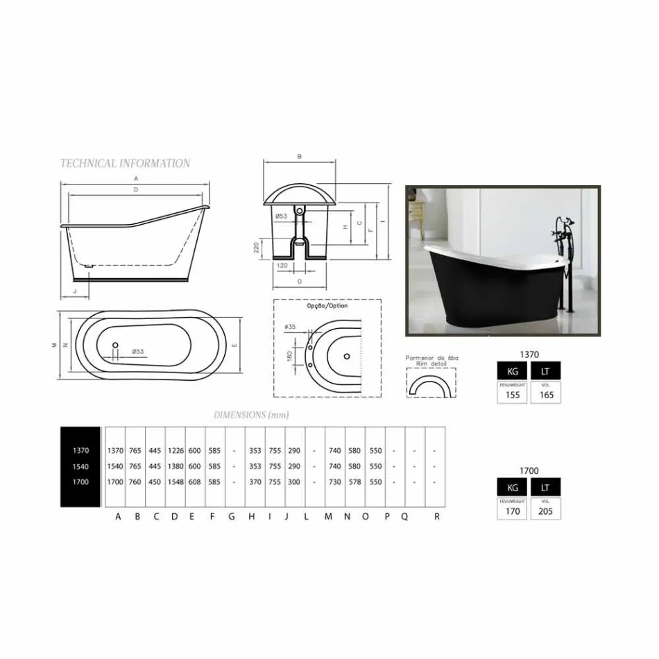 Bath ontwerp freestanding gietijzer Old Viadurini