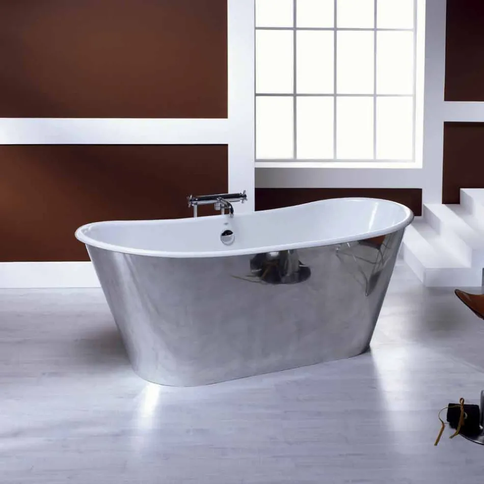Bad vrijstaande geplateerd gegoten aluminium Ida Viadurini