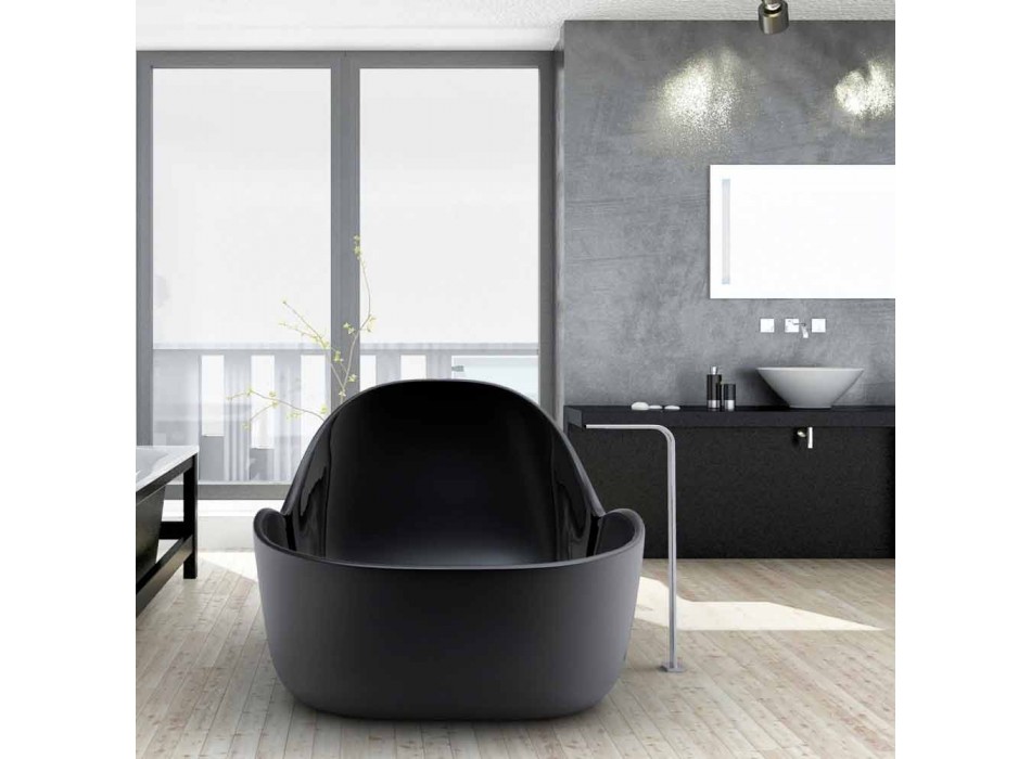 Gelakt vrijstaand bad, modern design, Wave Viadurini