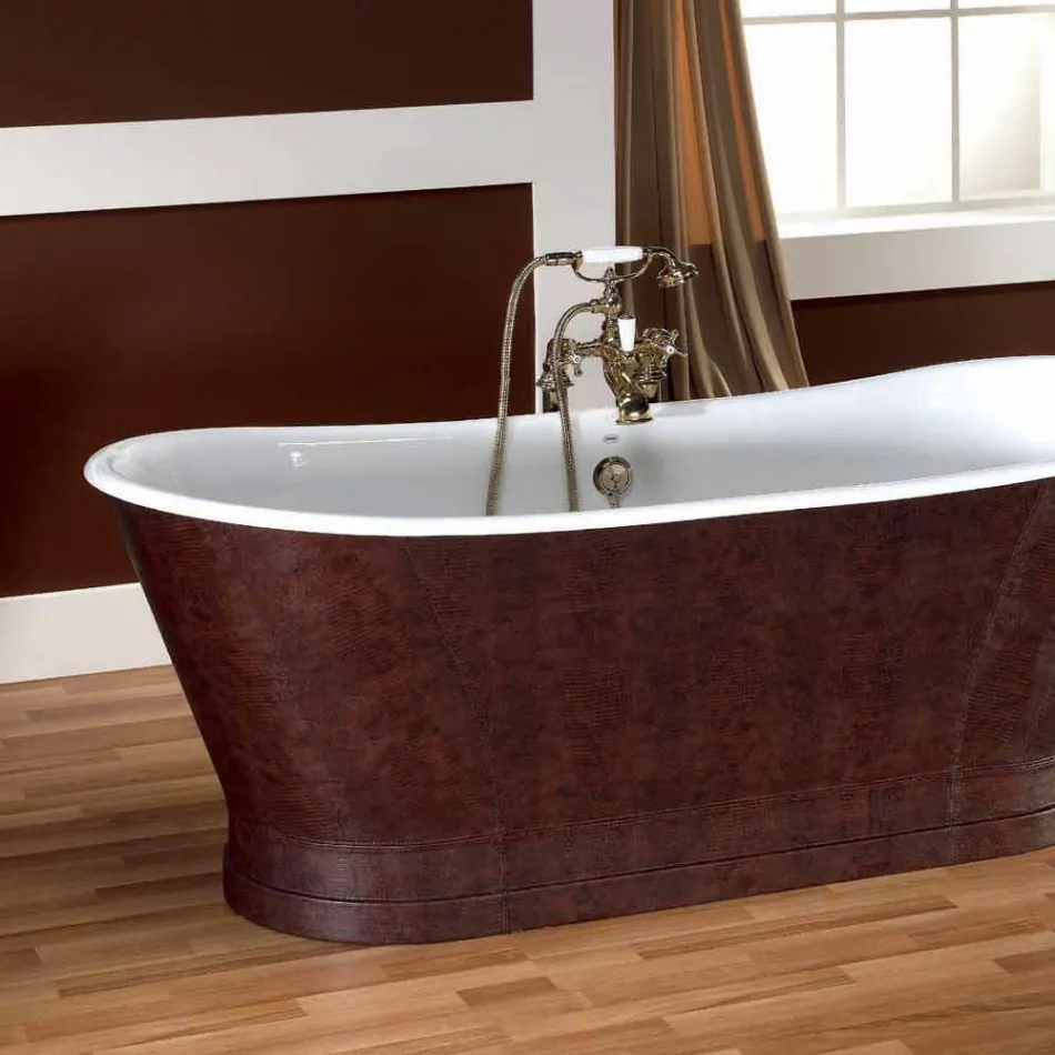 Bad met gietijzeren buitenbekleding leer Elsie Viadurini