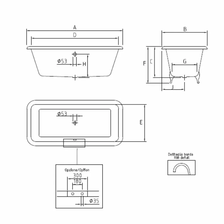 Vintage vrijstaande badkuip met voeten, in gietijzer - Nausica Viadurini