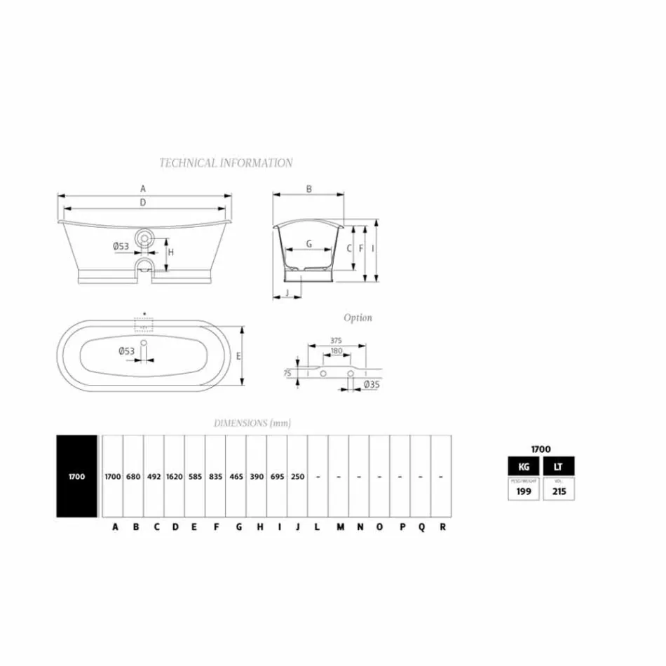 Bath ontwerp met gietijzeren buitenbekleding ottone Roy Viadurini