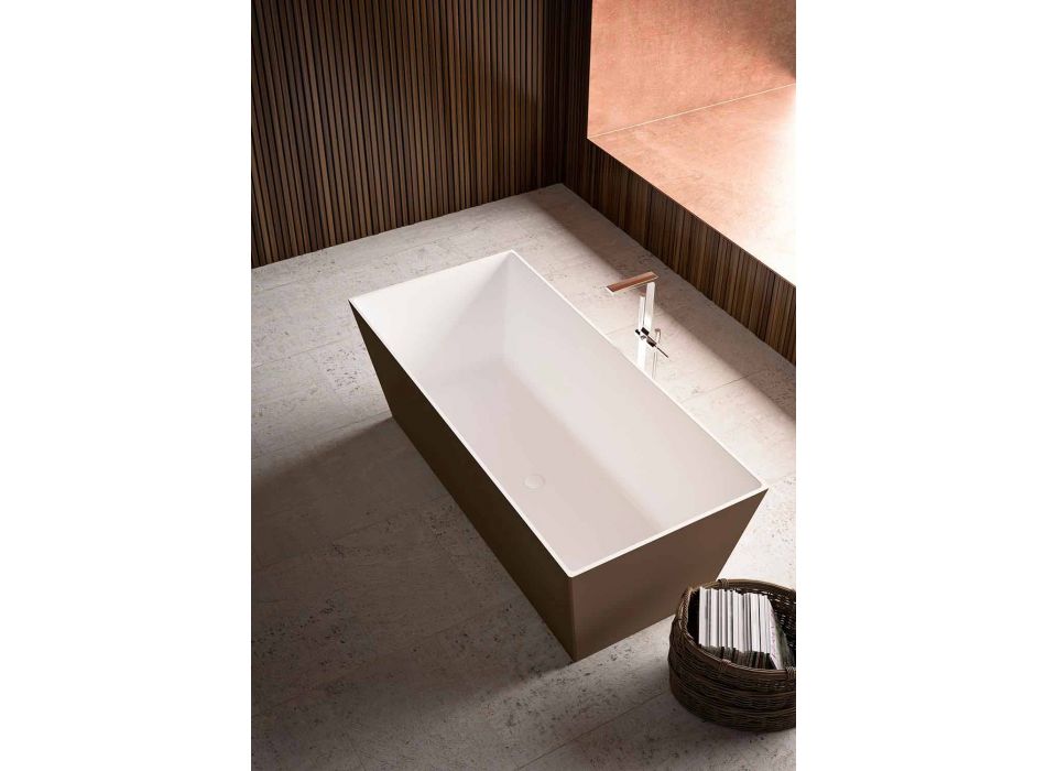 Vrijstaande badkuip, tweekleurige glanzende buitenkant of Matt-Filo Viadurini
