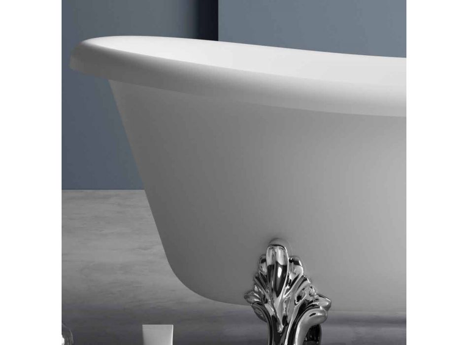 Vrijstaande badkuip, Victoriaans ontwerp in effen oppervlak - Regen Viadurini