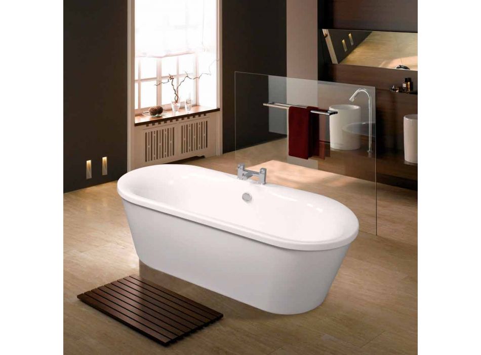 Bath witte vrijstaande acryl 1770x820 mm in juni, modern design Viadurini