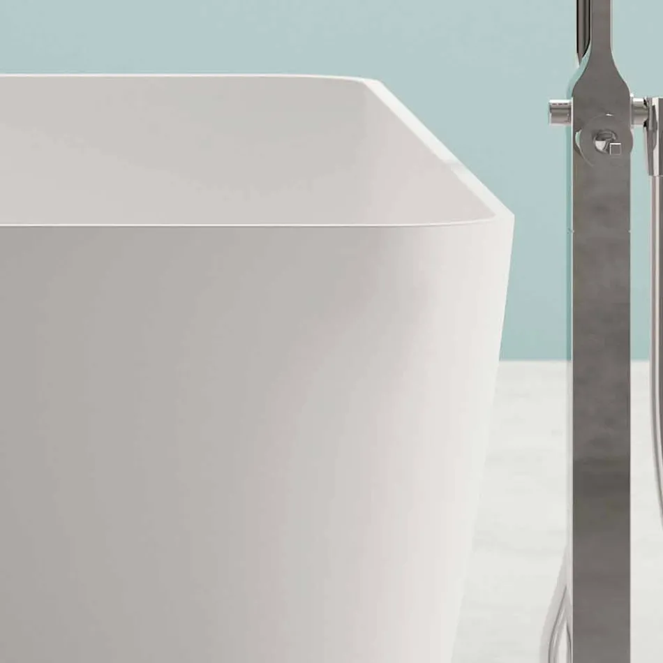 Vrijstaande moderne design badkamer glanzend wit of mat - gezicht Viadurini