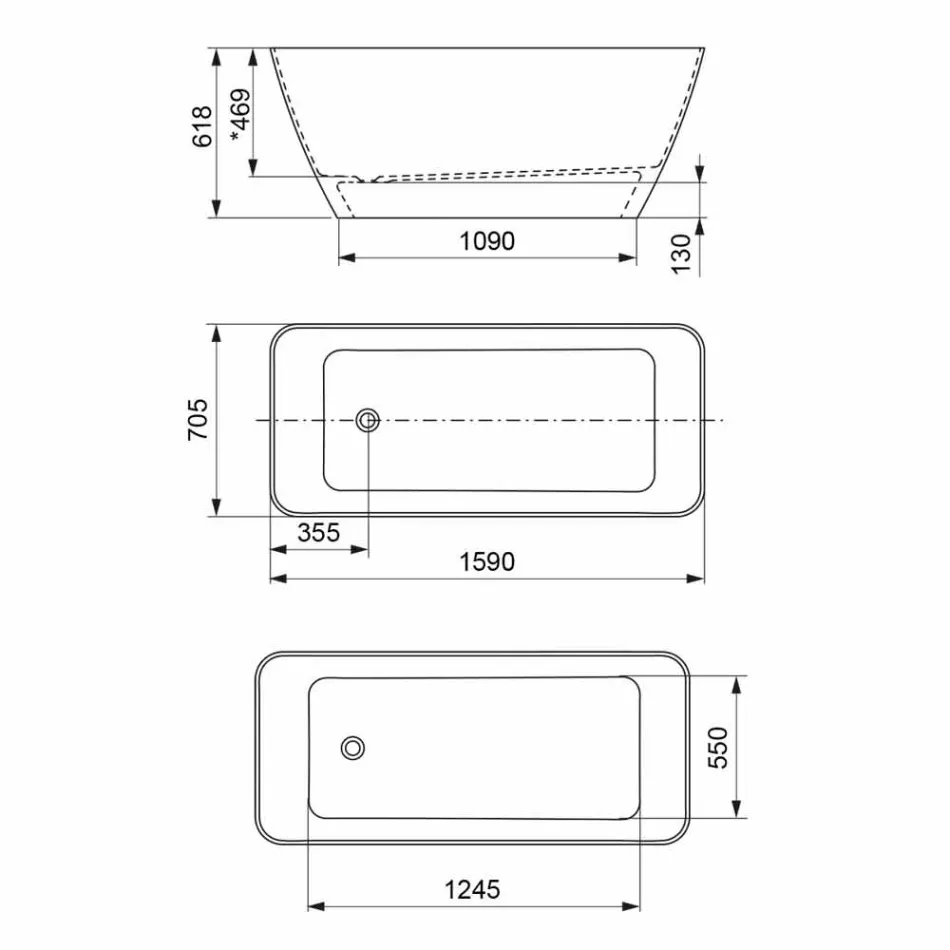 Vrijstaande moderne design badkamer glanzend wit of mat - gezicht Viadurini