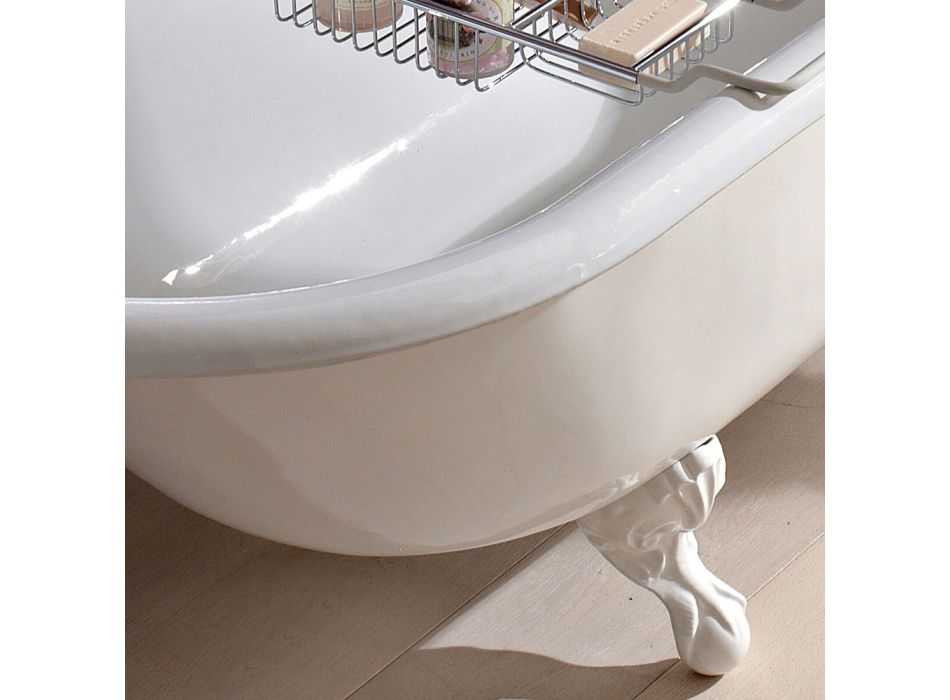 Vintage vrijstaande design badkuip in wit gietijzer, gemaakt in Italië - Marwa Viadurini