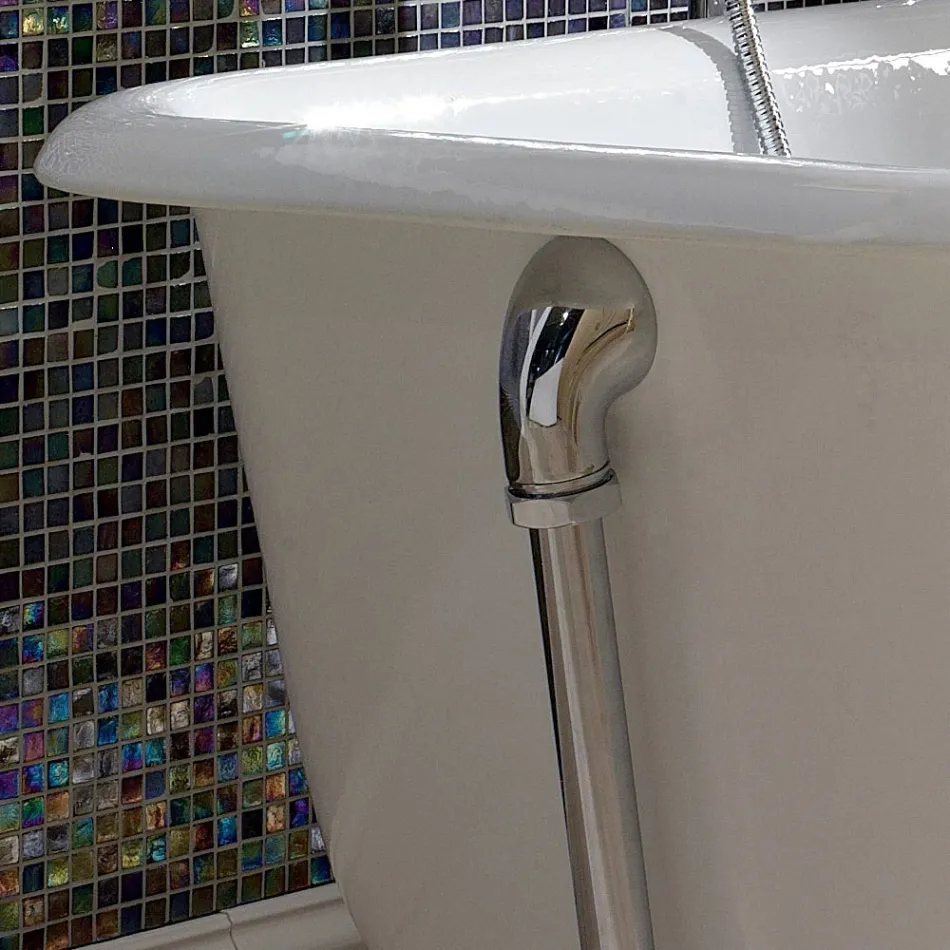 Vintage vrijstaande design badkuip in wit gietijzer, gemaakt in Italië - Marwa Viadurini