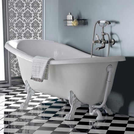 Vrijstaand bad in vintage stijl acryl, gemaakt in Italië - Tabea Viadurini