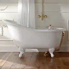 Vintage vrijstaand bad in wit gietijzer Made in Italy - Paulina Viadurini