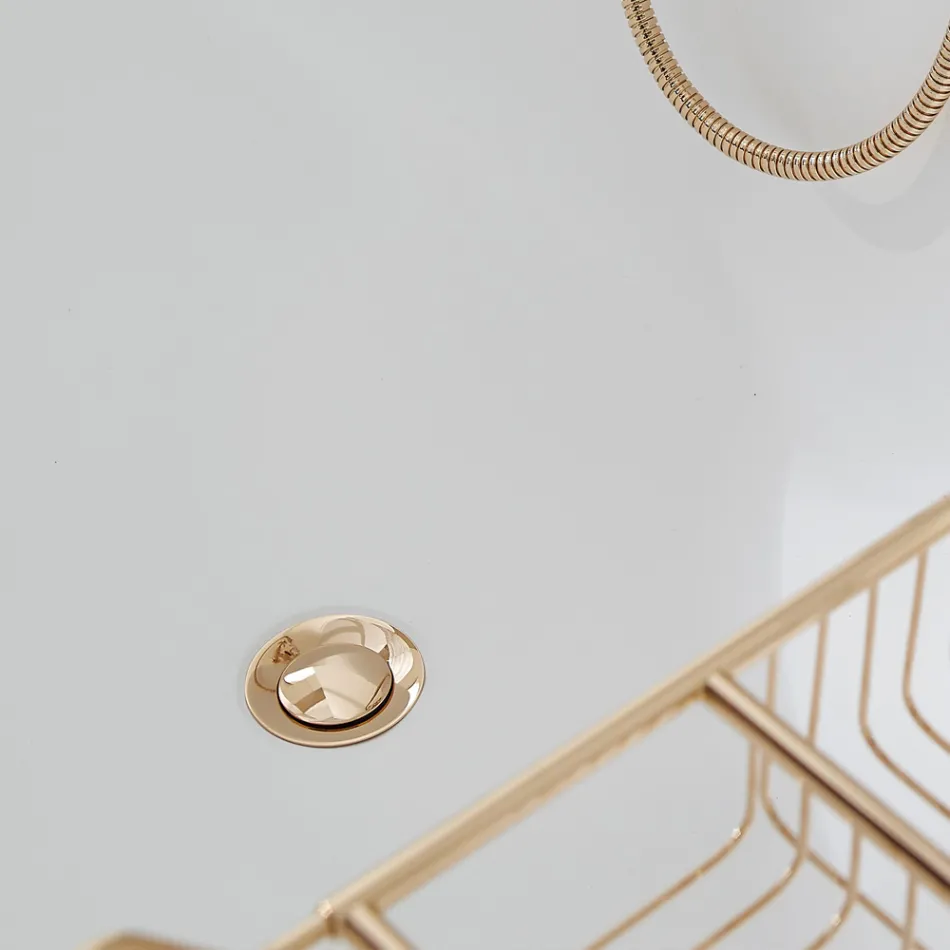 Solid Surface badkuip met geïntegreerde overloop Made in Italy - Aurelio Viadurini