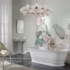 Solid Surface badkuip met geïntegreerde overloop Made in Italy - Aurelio Viadurini