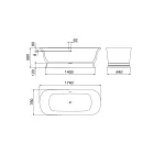 Solid Surface badkuip met geïntegreerde overloop Made in Italy - Aurelio Viadurini