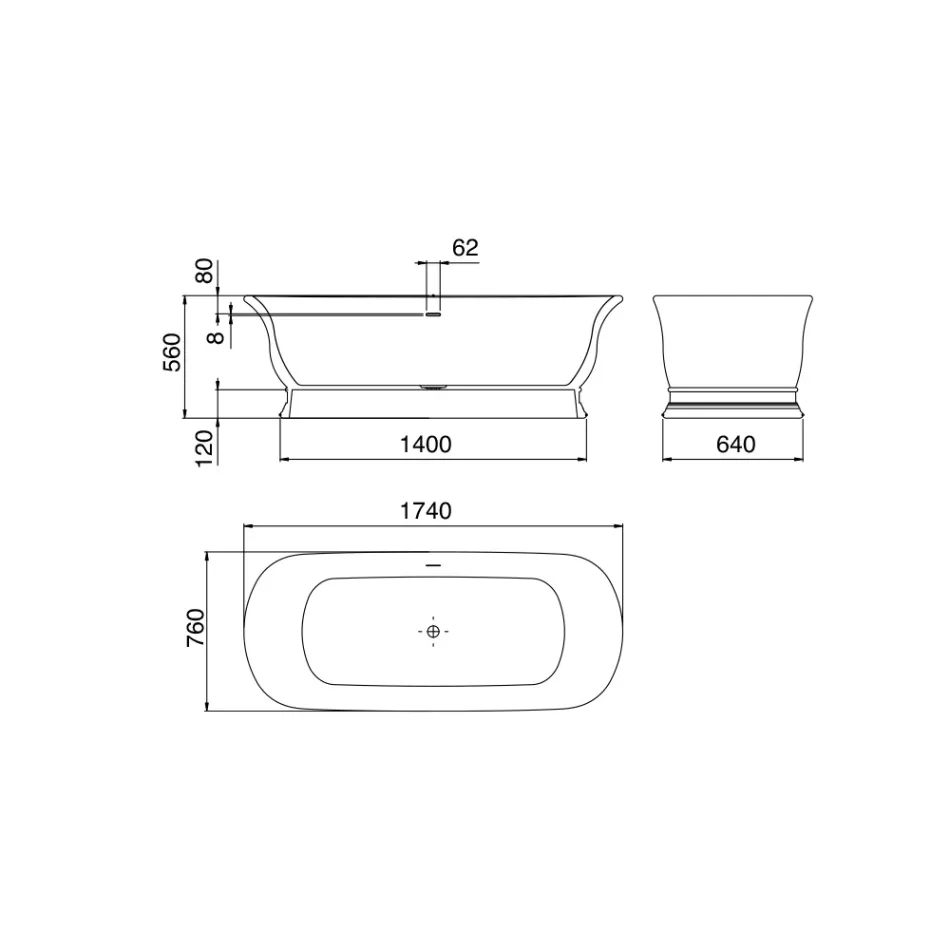 Solid Surface badkuip met geïntegreerde overloop Made in Italy - Aurelio Viadurini