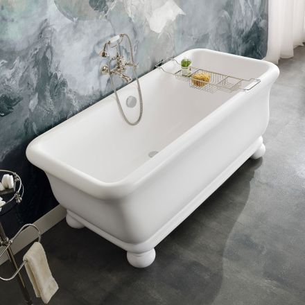 Rechthoekige badkuip met massief oppervlak en zachte hoeken Made in Italy - Fulvio Viadurini