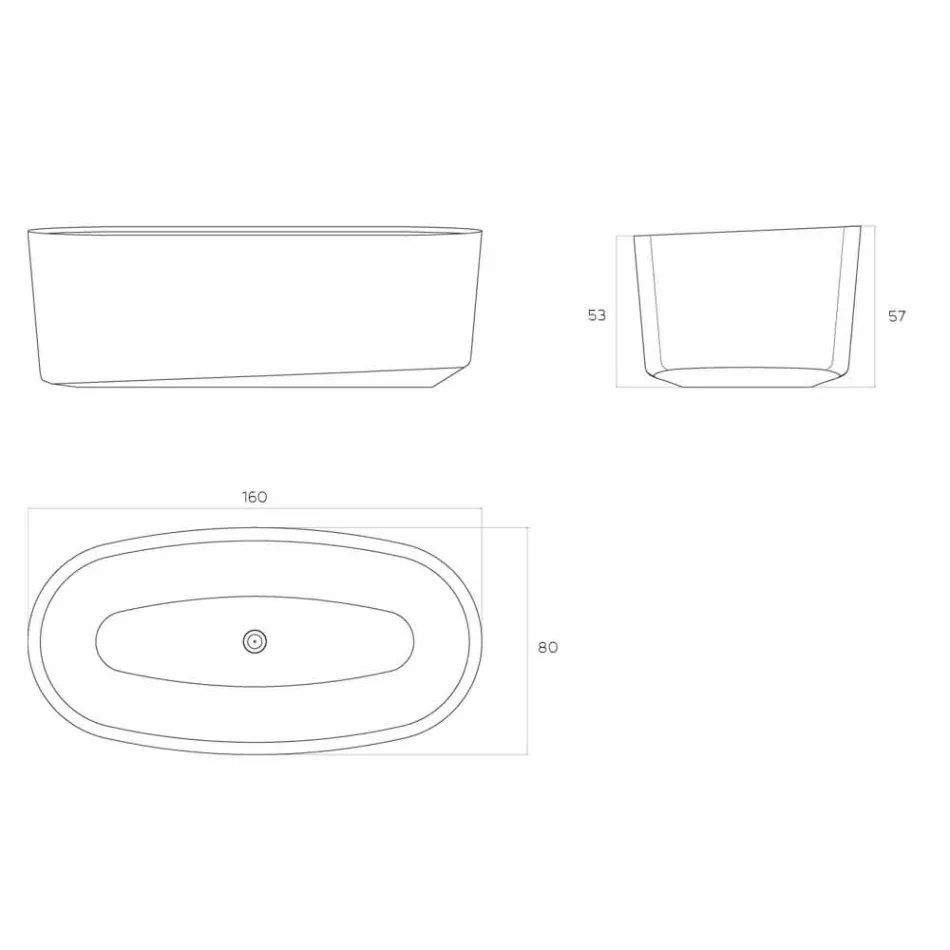 Ontwerp vrijstaand bad gemaakt in Italië, Dongo Viadurini