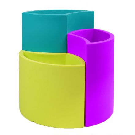 Modulaire vazen in gekleurd polyethyleen Made in Italy 3 stuks - Flowes Viadurini