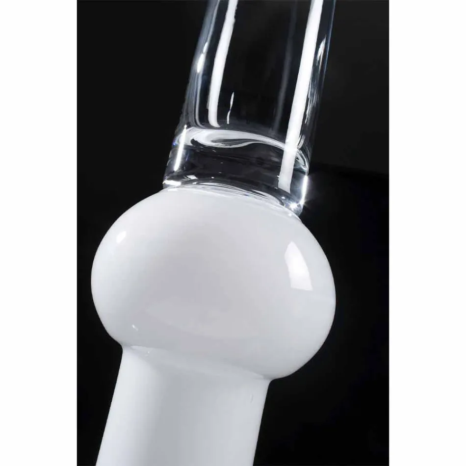 Hoge binnenvaas in transparant en wit glas Made in Italy - Ludovico Viadurini