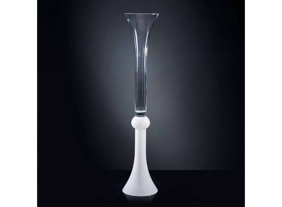 Hoge binnenvaas in transparant en wit glas Made in Italy - Ludovico Viadurini