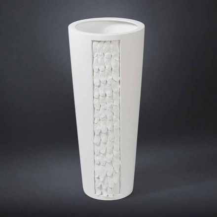 Hoge decoratieve vaas in wit keramiek met made in Italy decoratie - Calisto Viadurini