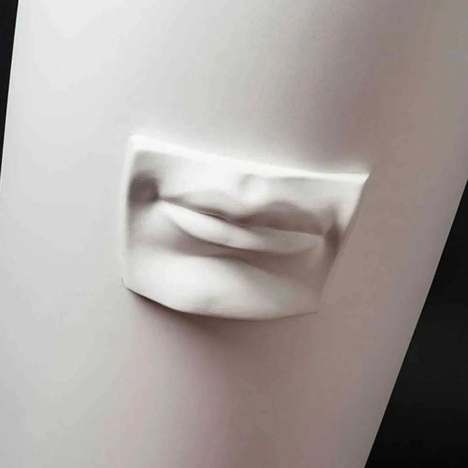 Hoge vaas in wit keramiek handgemaakt met made in Italy decoratie - Capuano Viadurini